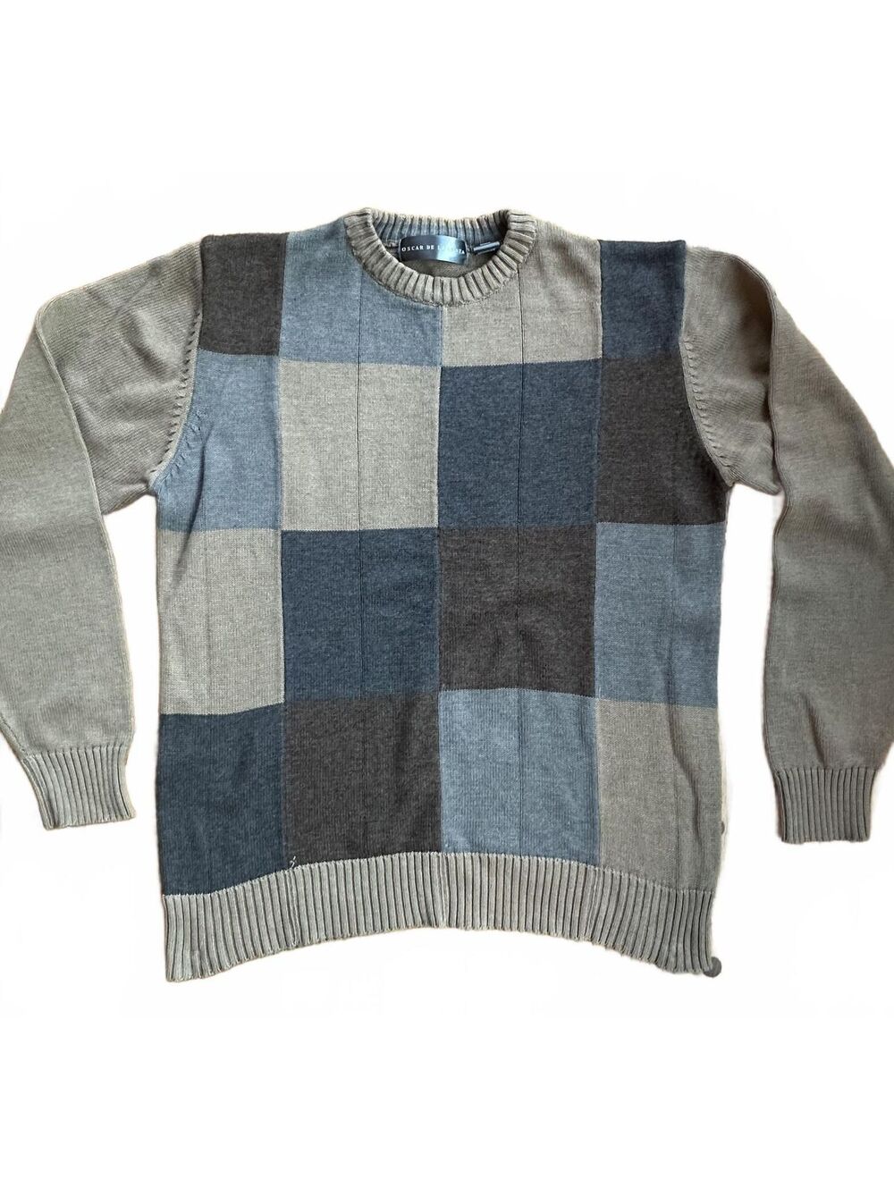 Vintage Oscar de la Renta Colorblock Patchwork Knit Sweater Size L